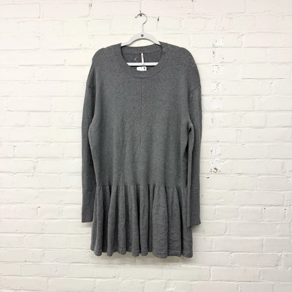 NWT FREE PEOPLE Time On My Side Grey Mini Dress Small - Picture 2 of 5